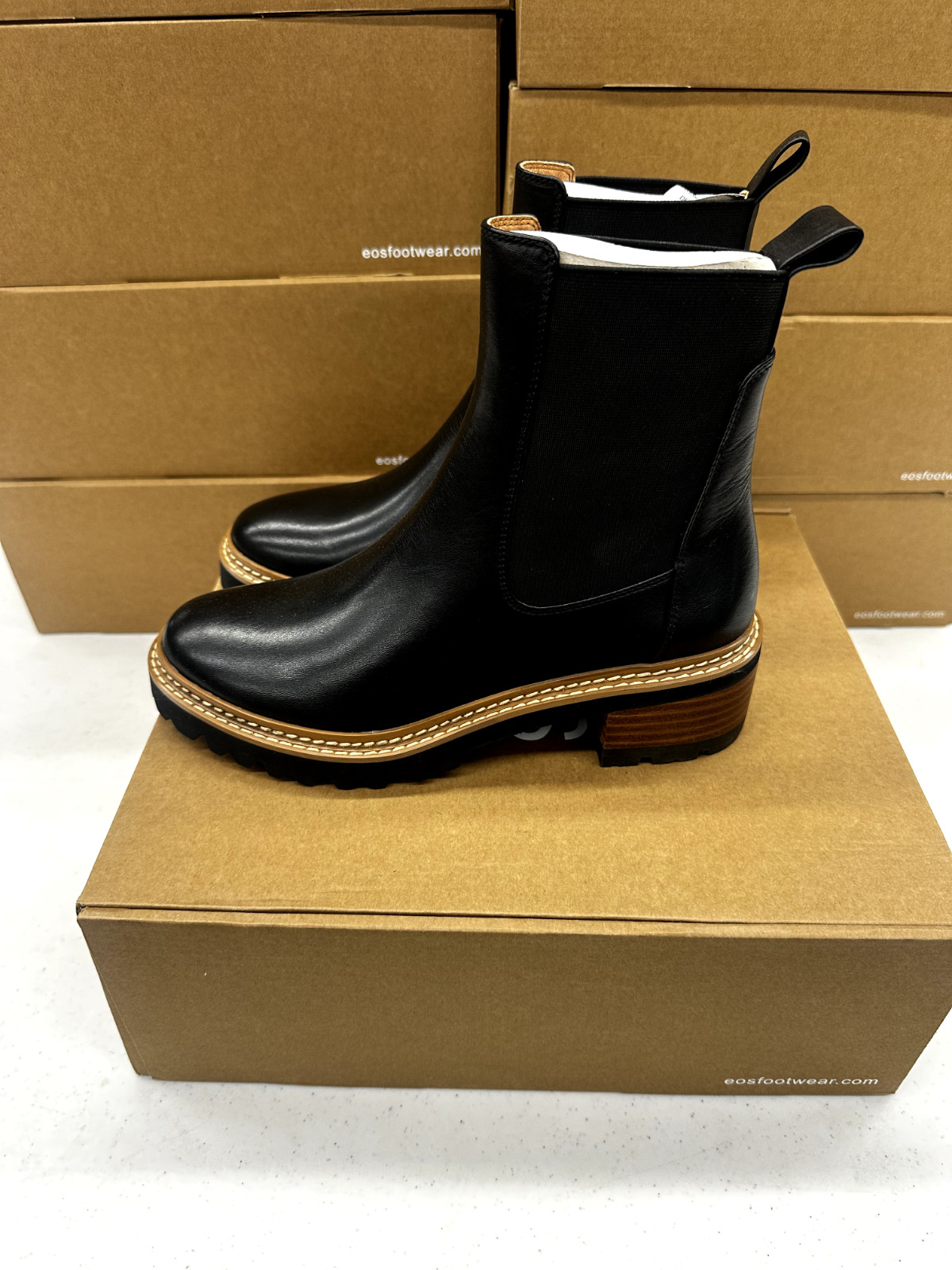 EOS Melbourne Linear Black Women’s 37 38 39 40 41 Leather Ankle Boot Bootie