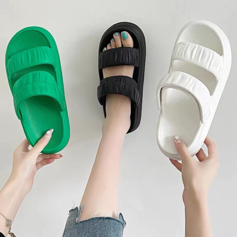 Fashion Casual Woman Two Wear Slippers Step Poop Flip-flops Platform Sandals