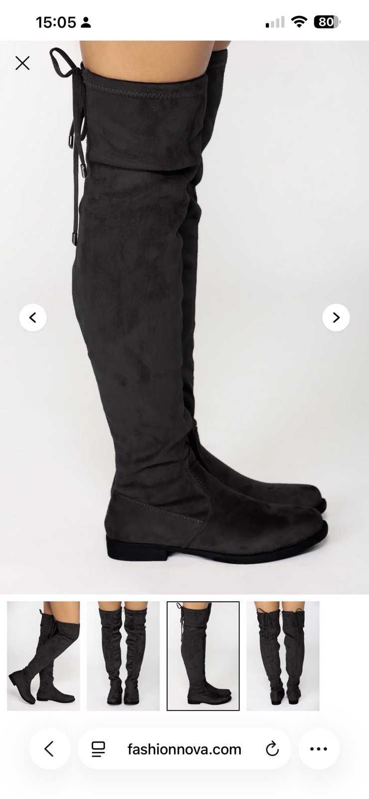 Fashion Nova Isla 1 Over-the-Knee Black Suede Flat Zip Boots Women’s US 9