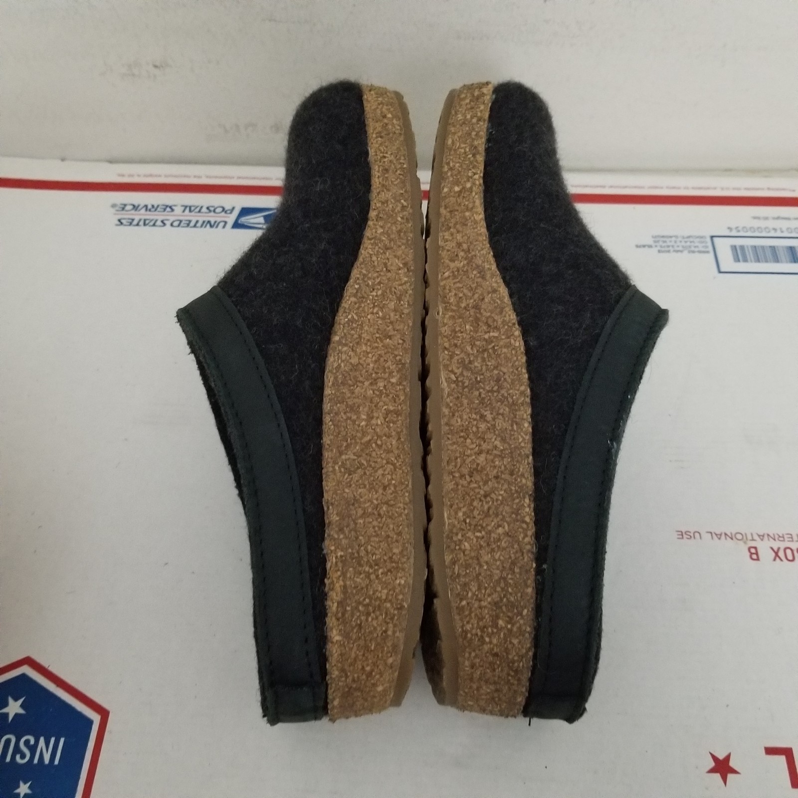 Haflinger Grizzly Clogs Shoes Size 37 US 6 Black Wool Leather Trim Slippers GZ