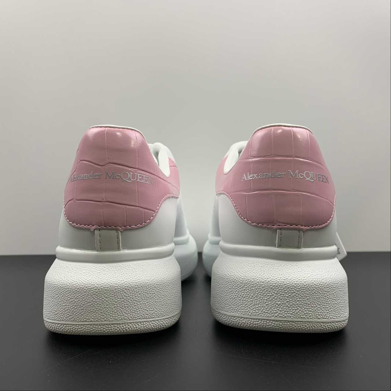 Alexander McQueen Oversized Sneaker White Pink Croc Heel Leather Platform Casual