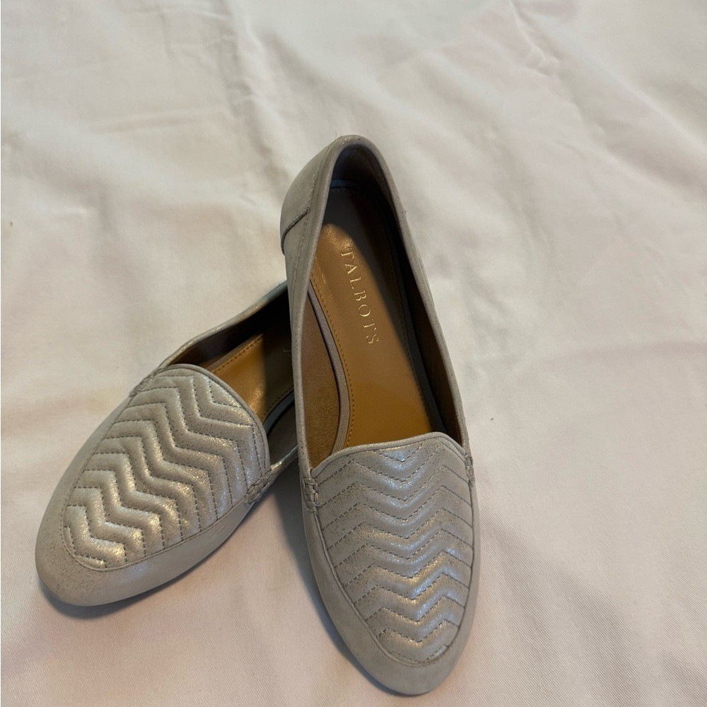 Talbots Silver Chevron Loafers
