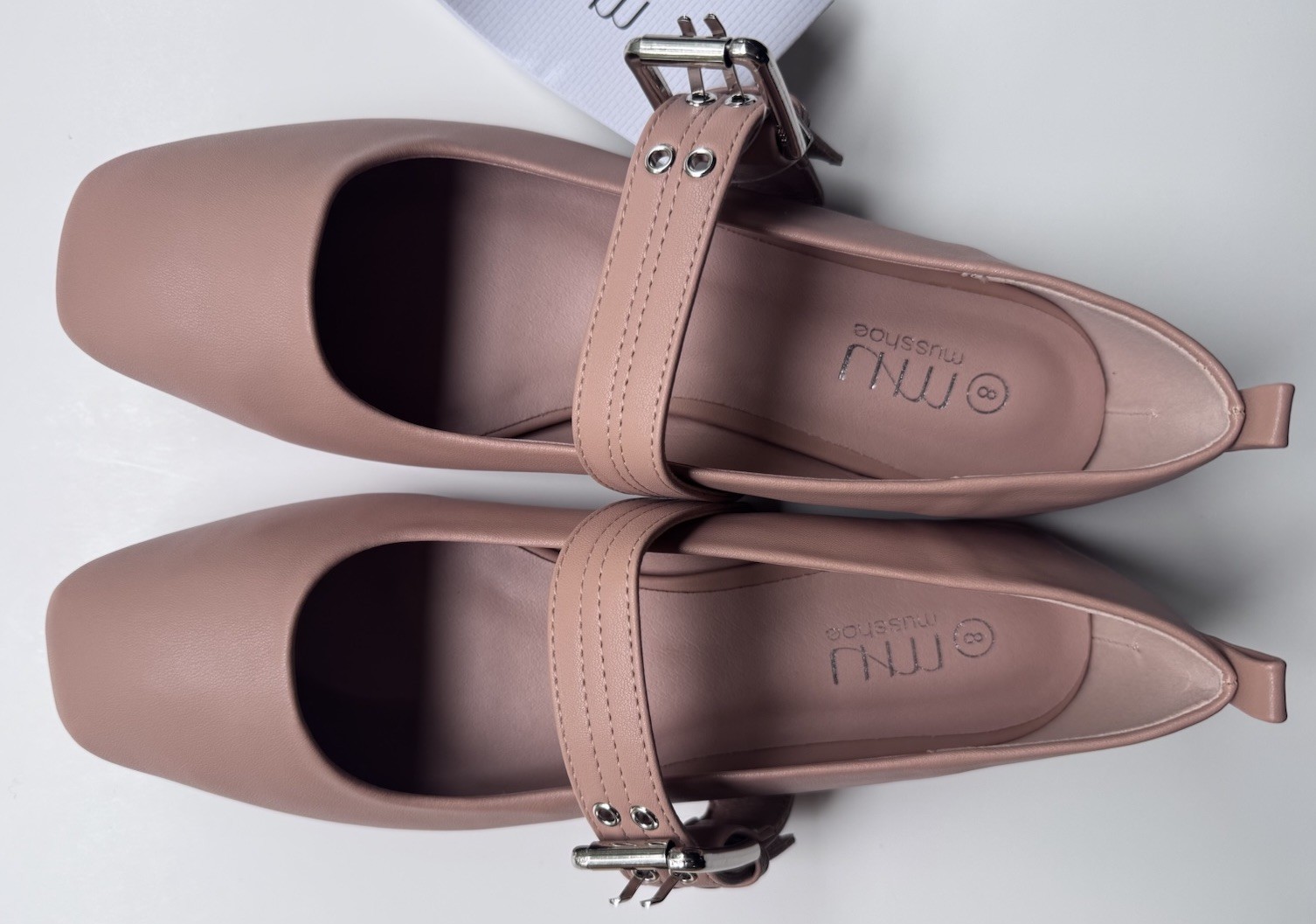 Womens Mary Jane Flats Size 8 Nude Buckle Comfort Work Casual Shoes NEW MUSSHOE