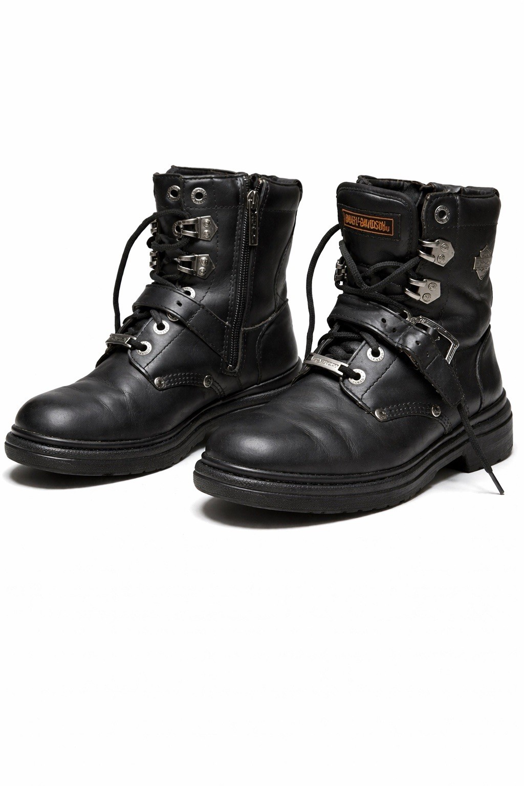 Harley-Davidson Women’s Black Leather Motorcycle Boots Buckle Zip Size 7.5