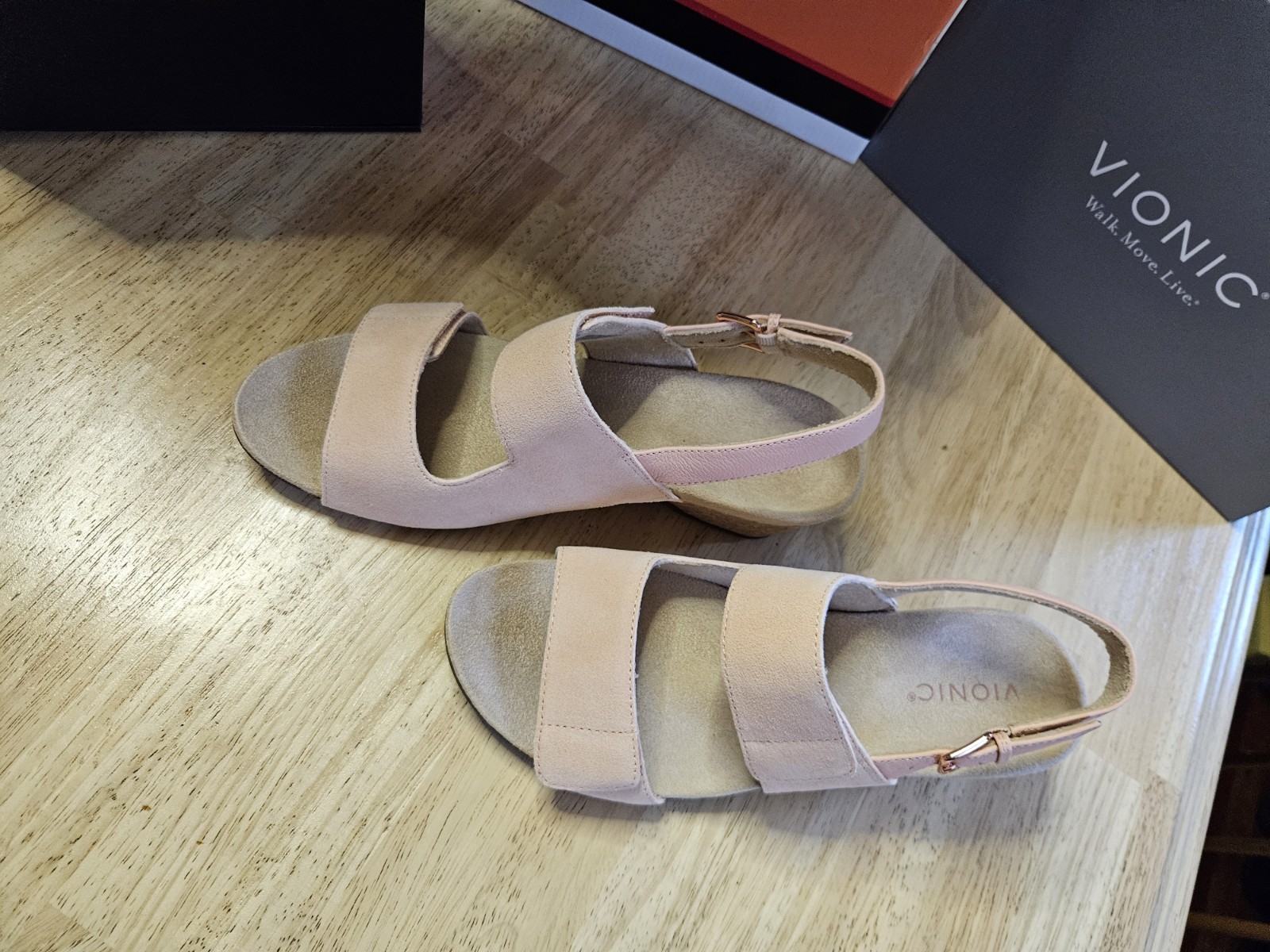 Vionic Uptown ROZE Slingback Platform Wedge Sandal US 9.5 Cork Accent Heel NIB