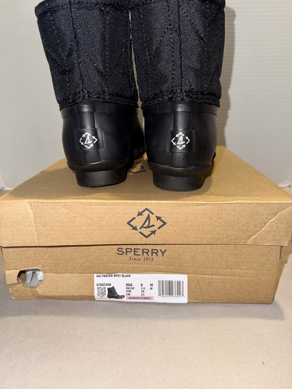 Sperry Saltwater RPET Black Duck Boots – Women’s Size 6 – Brand New in Box