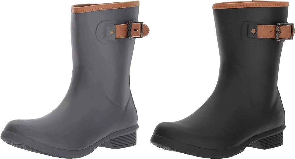 CHOOKA WOMEN’S CITY SOLID MID HEIGHT RAIN BOOTS sz 6 – 11 BLACK, CHARCOAL 111037