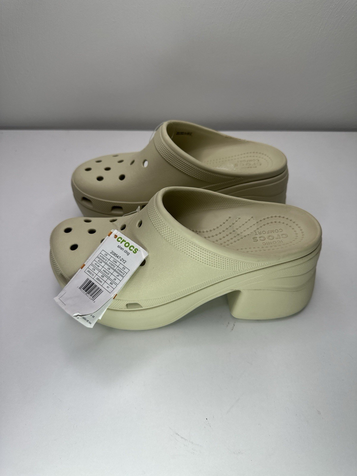 NWT Crocs Siren Clog Platform Heel Bone Beige Women Size US 12 Slip On