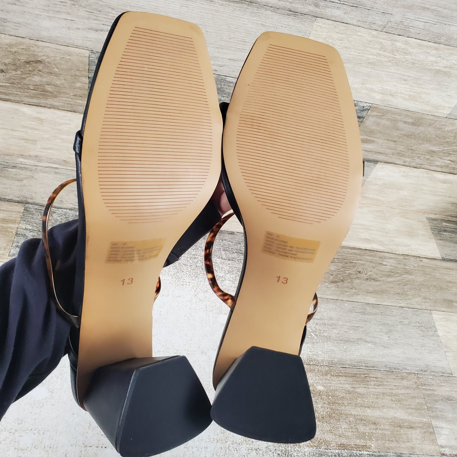 Faryl by Farylrobin Brittanie Womens Sandals Sz 13 Black Leather Open Square Toe