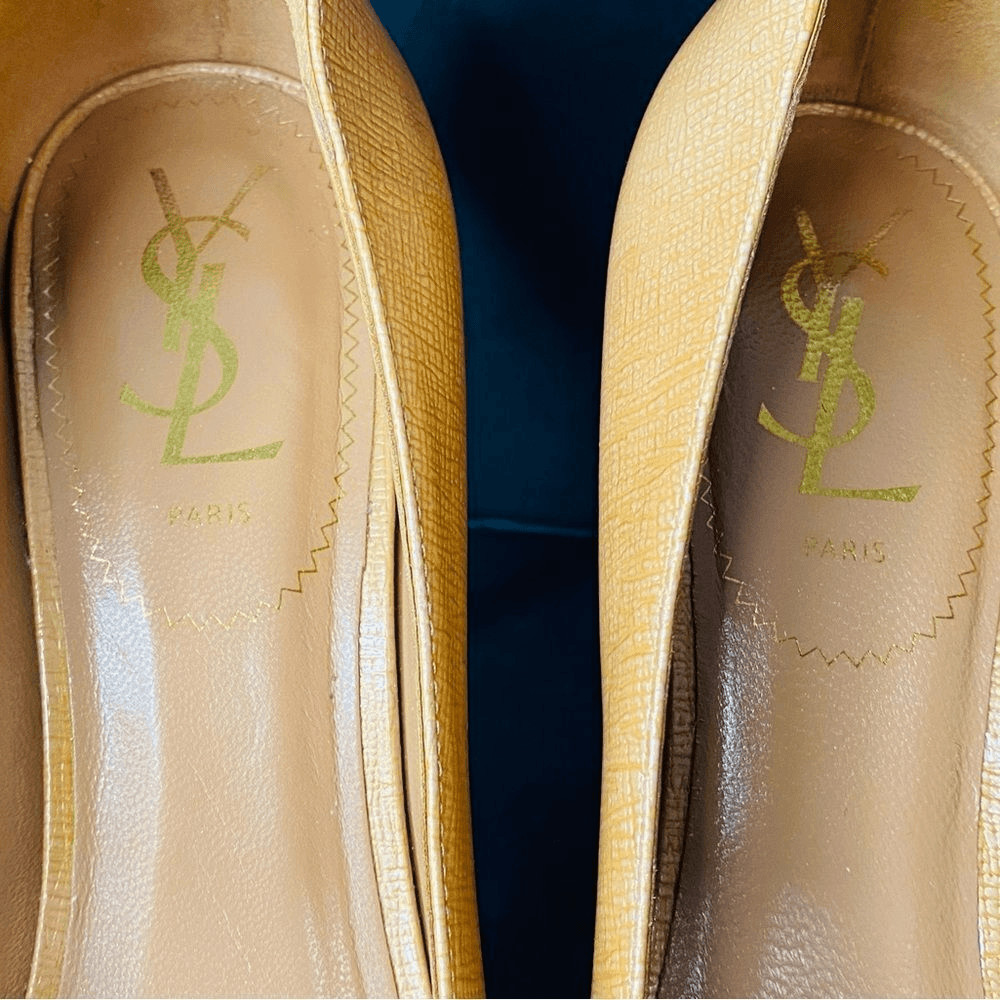 Yves Saint Laurent Tribtoo 80 Camel Tan Platform Stiletto Pumps