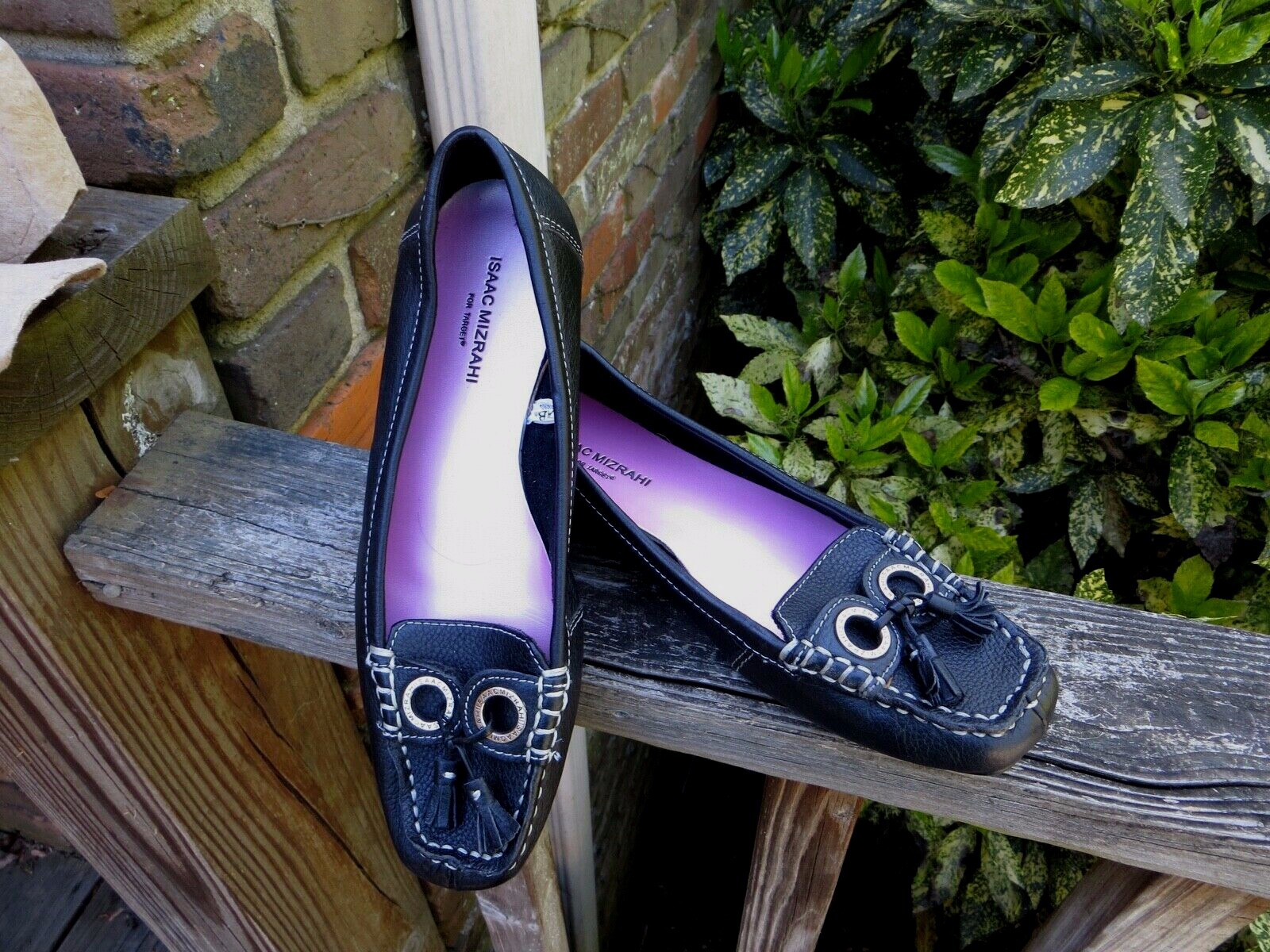 Isaac Mizrahi for Target «Gail» black pebbled leather tassel loafers, 8, EUC!