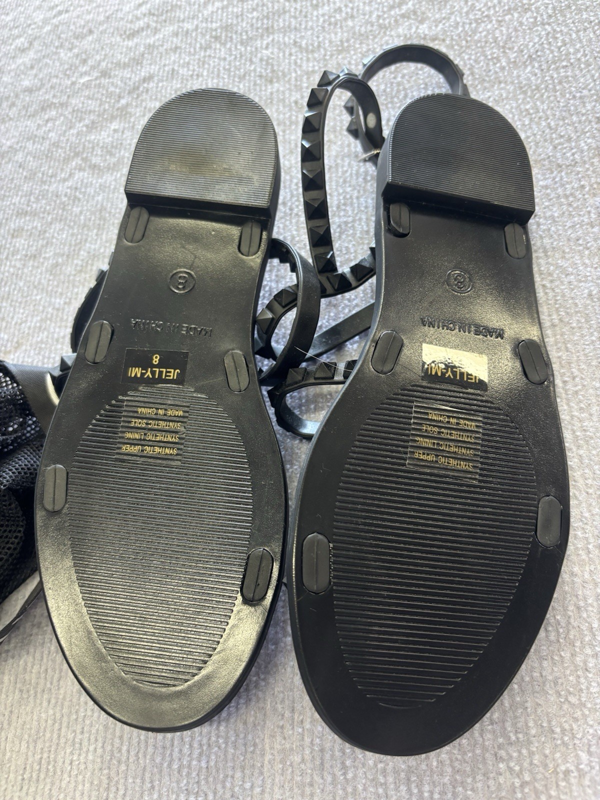 MIDAS Black Women’s Above Ankle Buckle Jelly Sandal Sz 8 Boho Gothic Beach Moto