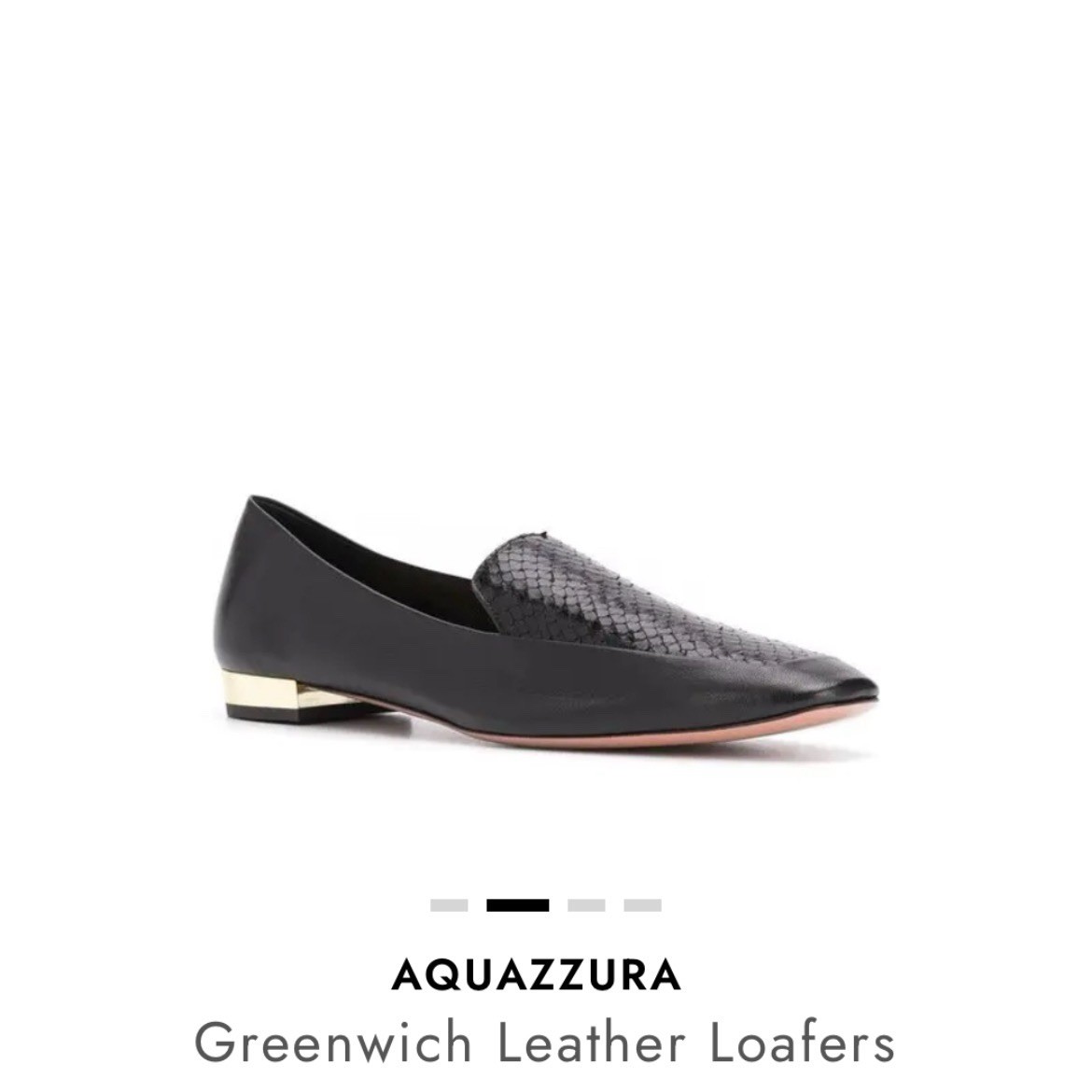 AQUAZZURA Greenwich Black Leather Loafers $545 Size 8