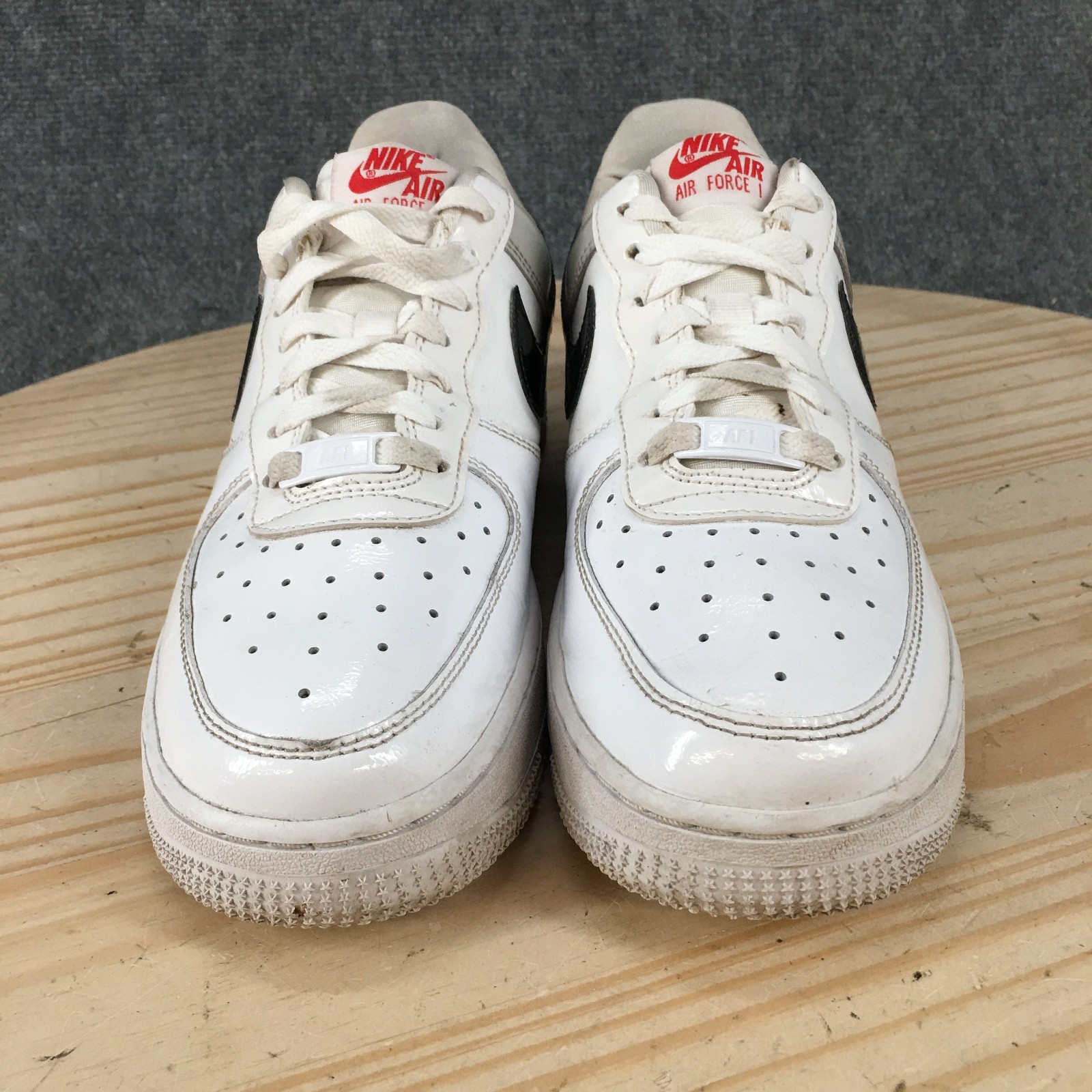 Nike Air Force 1 07 Essential Shoes Womens 8 Low Top Sneakers Black White Red