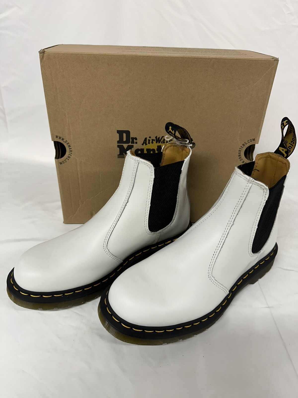 Dr. Martens 2976YS Chelsea Boot White Smooth 26228100 US Women 10 Men 9 EU 42