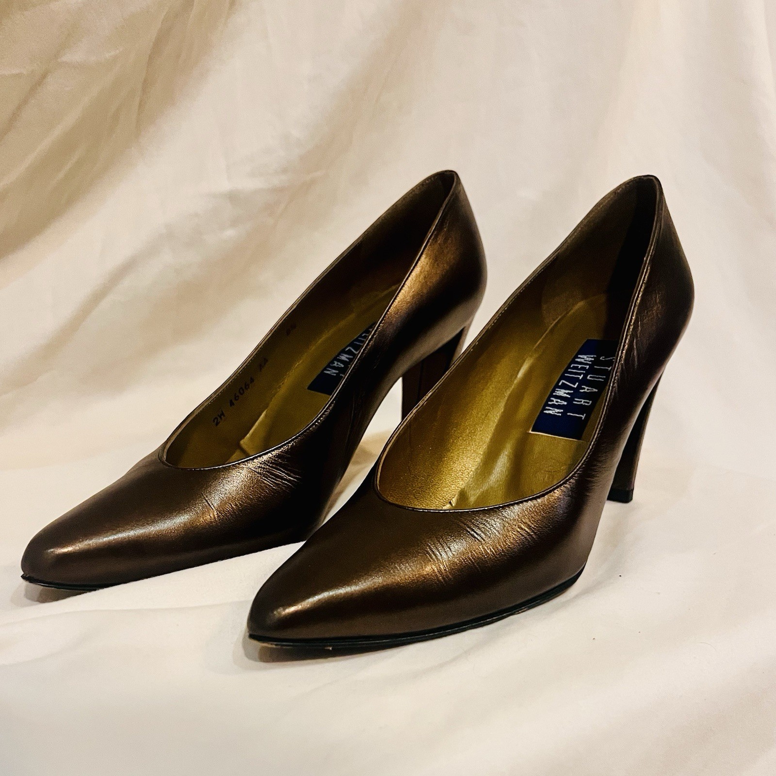 Stuart Weitzman Bronze Metallic Leather High Heel Pumps, Vintage