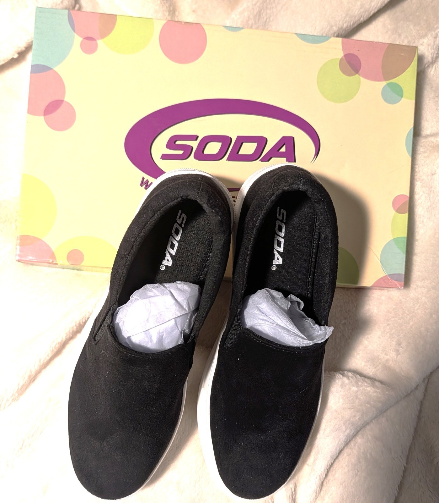 BEST PRICE ANYWHERE! NEW! Soda Hike-G Slip-On Black Suede Platform Shoes.