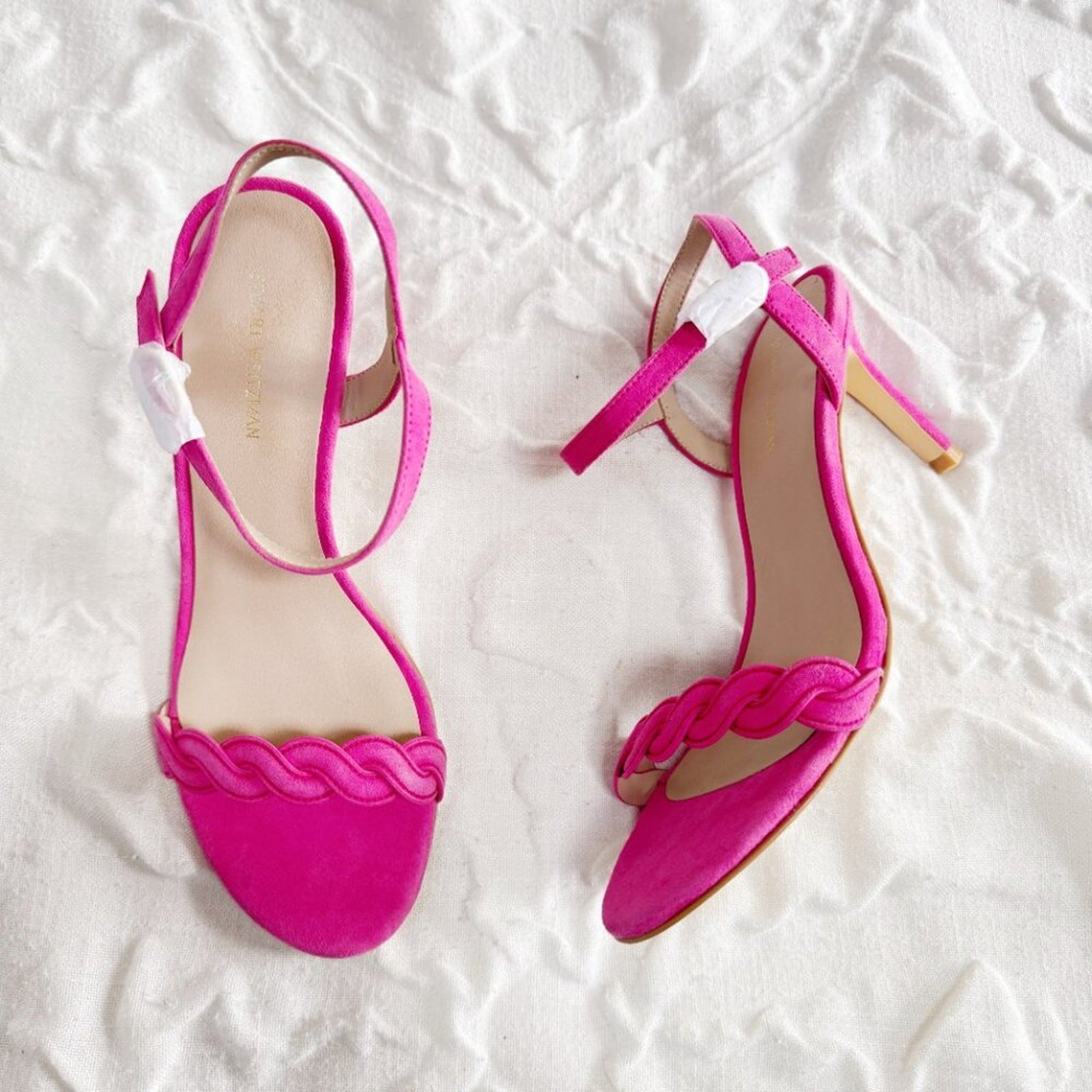Stuart Weitzman Dancer Twistie 100 Suede Sandal In Pink Size 7.5