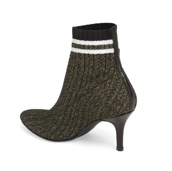 NEW $575 Stuart Weitzman Women’s Waverly Sock Bootie Black Gold US 9 M