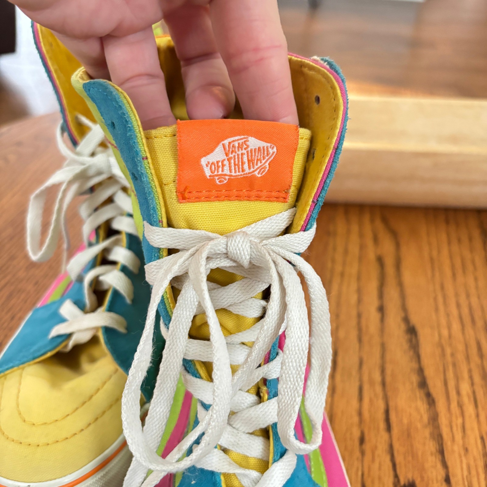 Vans Sk8-Hi Extra High Top Sneakers, Color Block Neon Pink Green Yellow Blue