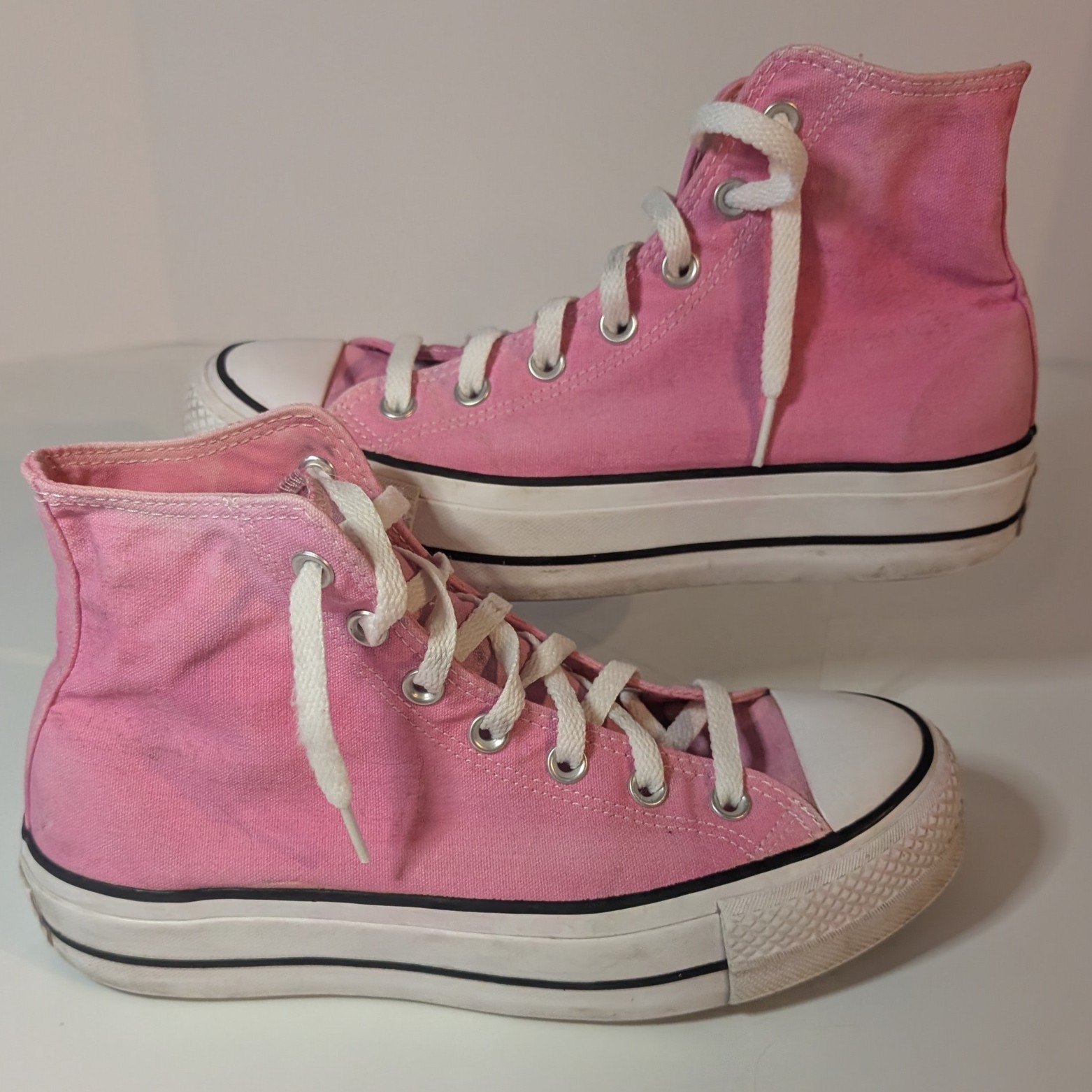 Converse Pink Lift Platform Chuck Taylor All-Star High-Top Shoes Womens Size 8.5