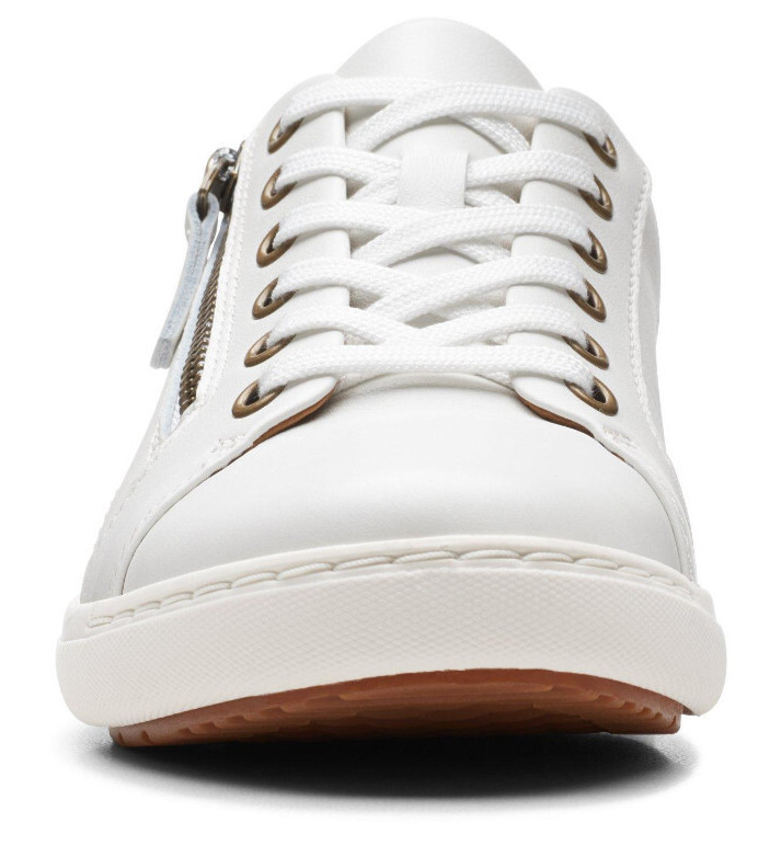 Clarks Women’s Nalle Lace White Leather Sneakers (Select Size)