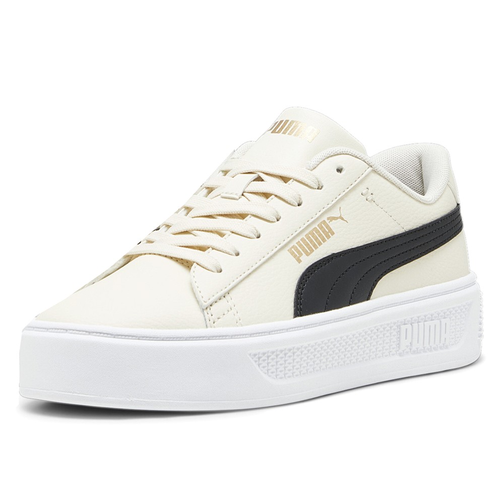 PUMA Smash V3 Platform Lace Up Womens Off White Sneakers Casual Shoes 39075808
