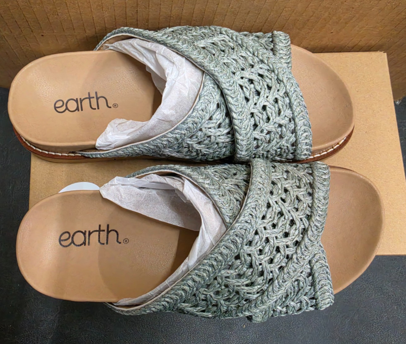 Earth Flurry 2 Round Toe Slip-on Casual Sandals Medium Blue 420 Ladies SZ 6 M