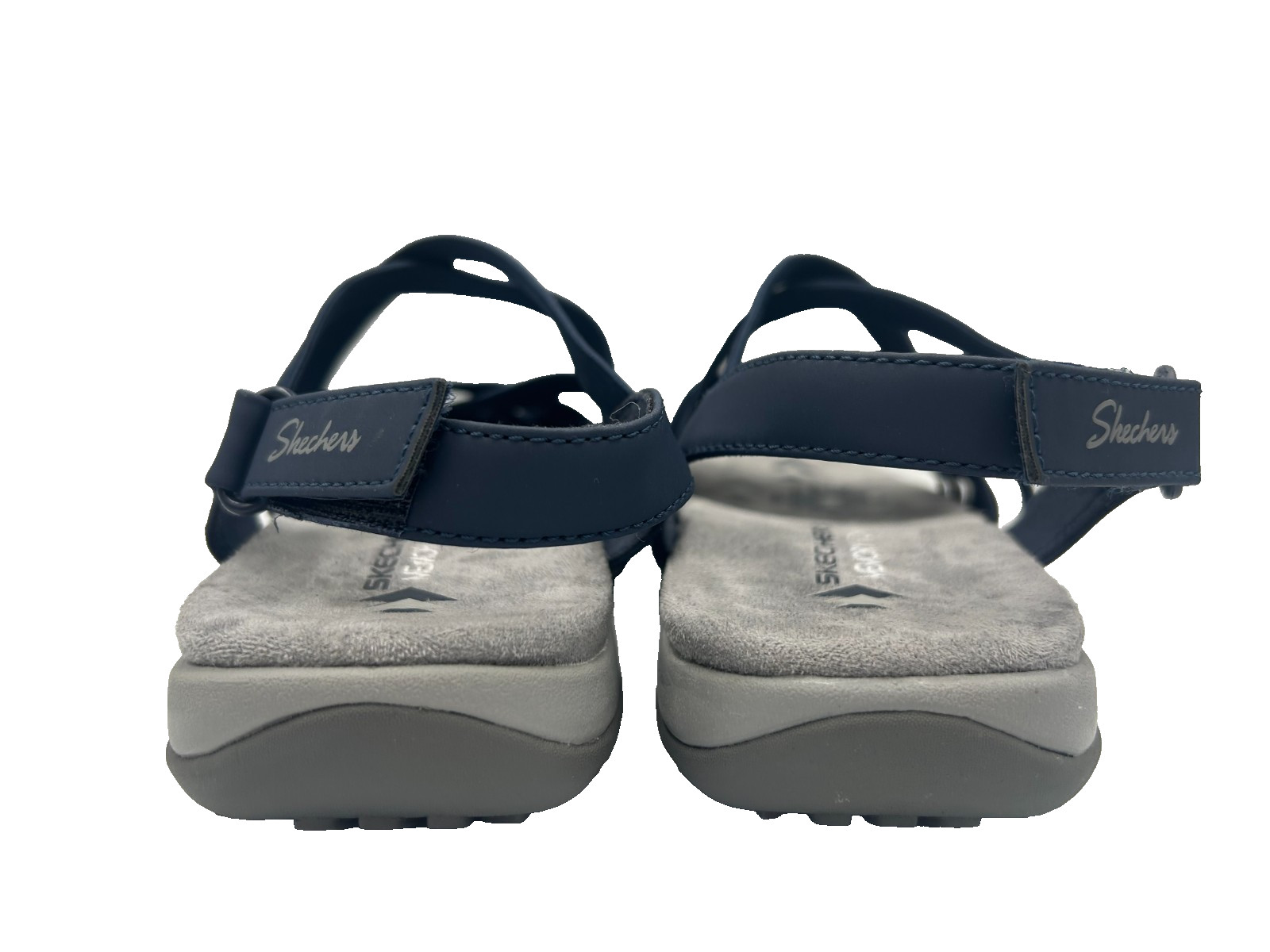 Skechers Women’s Reggae Slim Summertide Comfort Sandals Gry/Blu Wide Size:8 156P