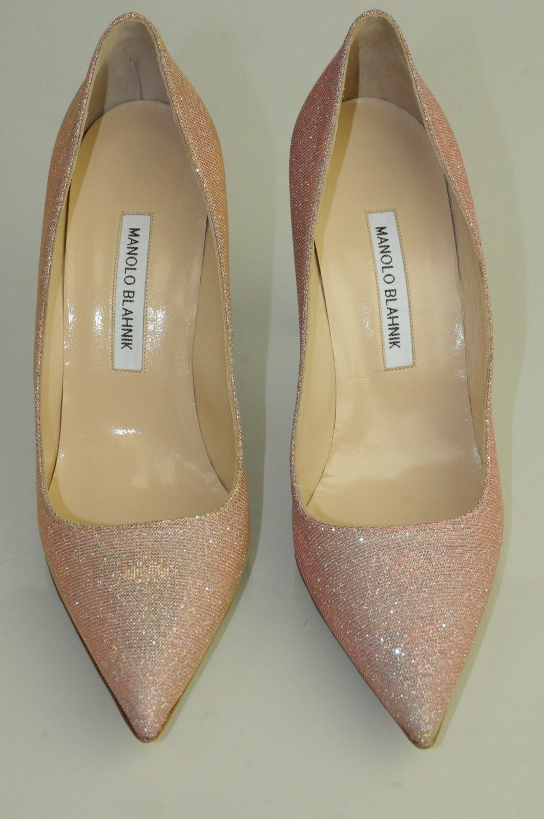 New Manolo Blahnik DAGGA Nude Pink Silver Gold Sparkle Shoes Pumps BB 40.5 41.5