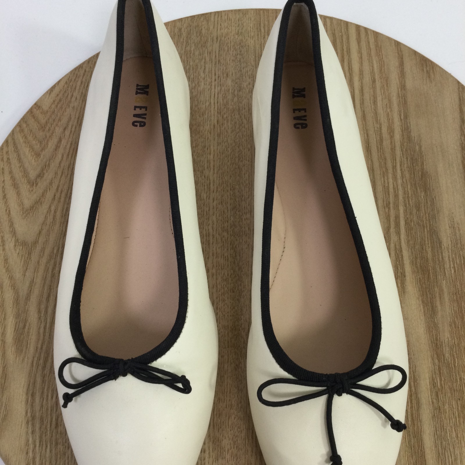 Maeve by Anthropologie Womens The Sabina Ballet Flats Leather Cream Size 9