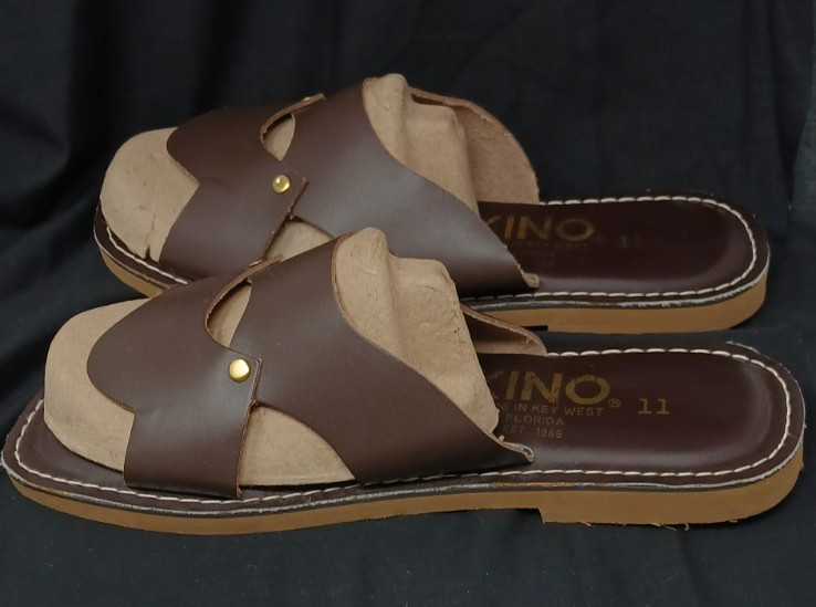 Kino Brown Leather Slide Sandals Made in Key West Women’s Size 11 Brand New