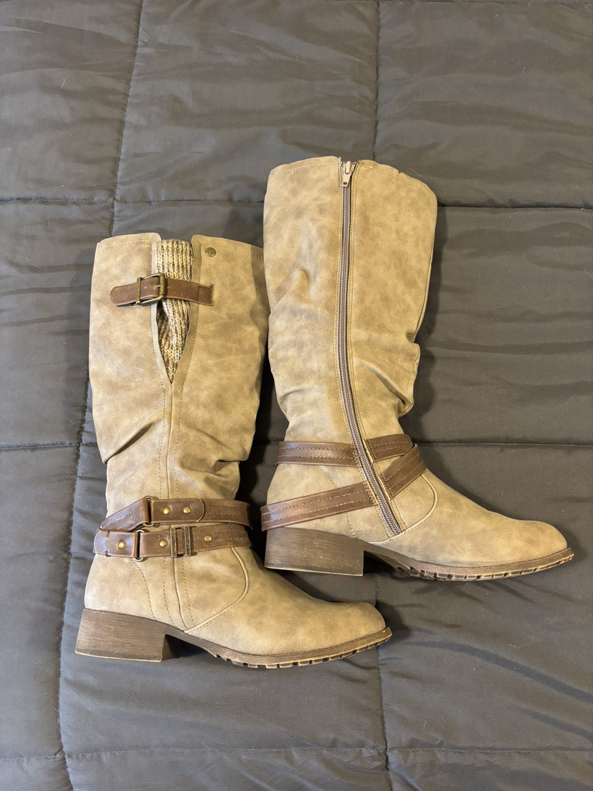 Barnum Women’s High Top Fashion Man Made Boots 8M Grey Brown