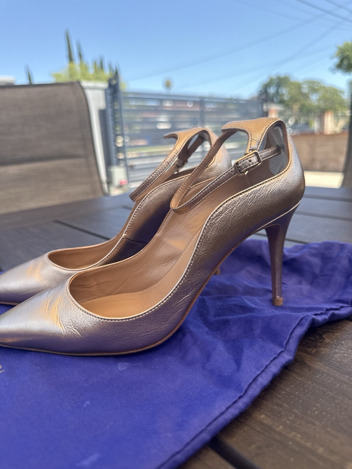 Aquazurra Gold Leather Heels