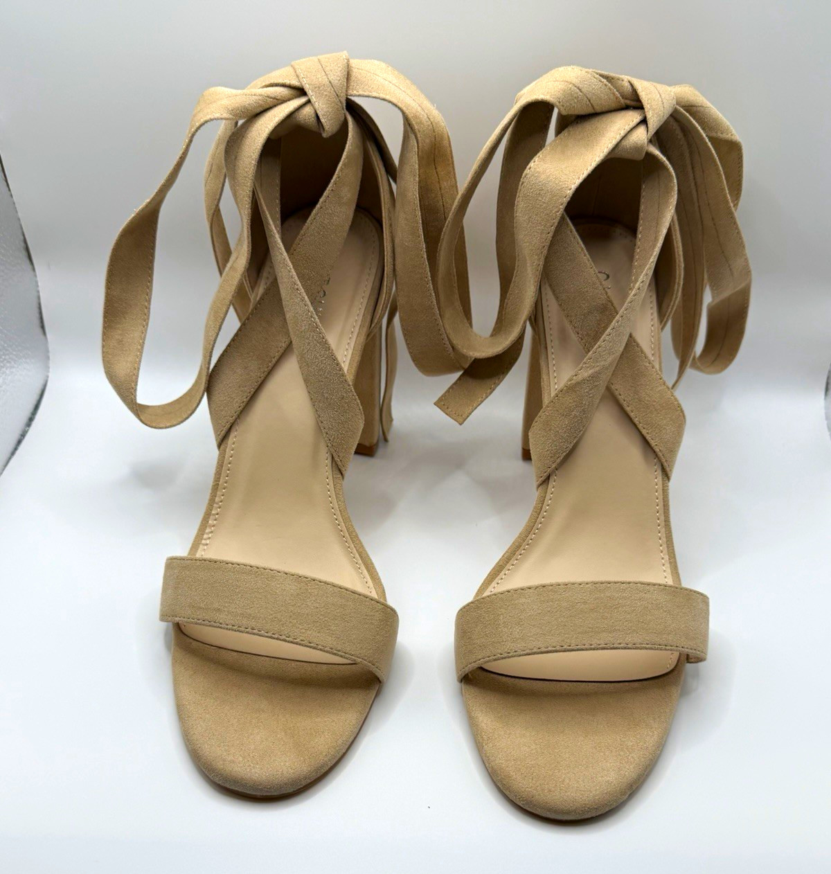 Circus by Sam Edelman Khaki Strappy Ankle Wrap Tie Block Heel Sandals 9