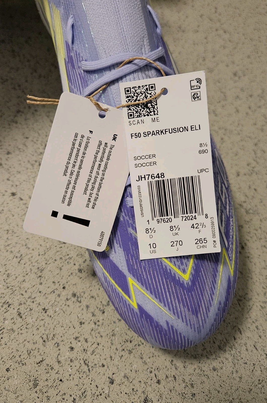 $260 Adidas F50 Sparkfusion Elite Mid FG Soccer Cleats Violet Womens 10 / Mens 9