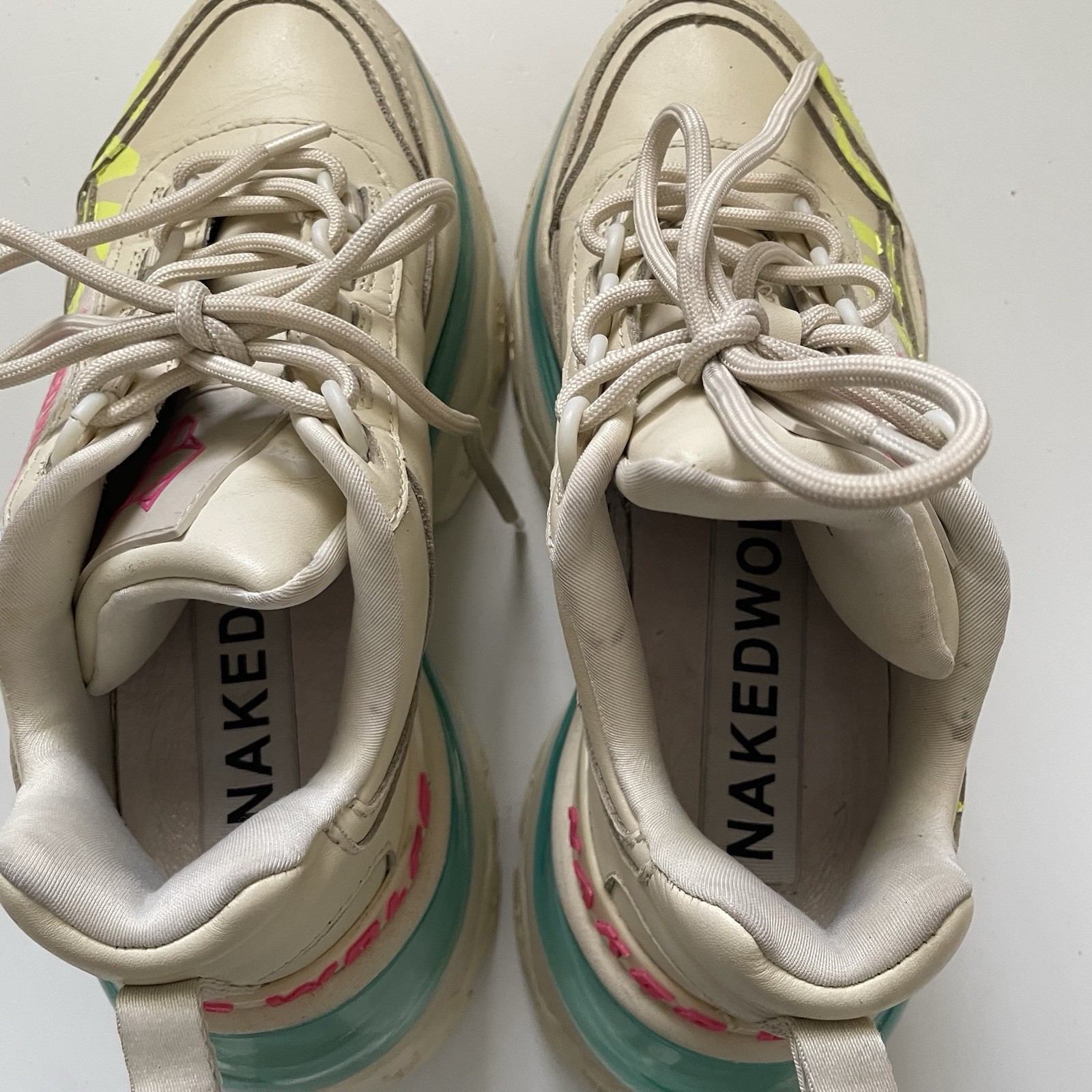 Naked Wolfe Leather Chunky Platform Sneakers Women’s US 6.5 EU 36 Neon Bold