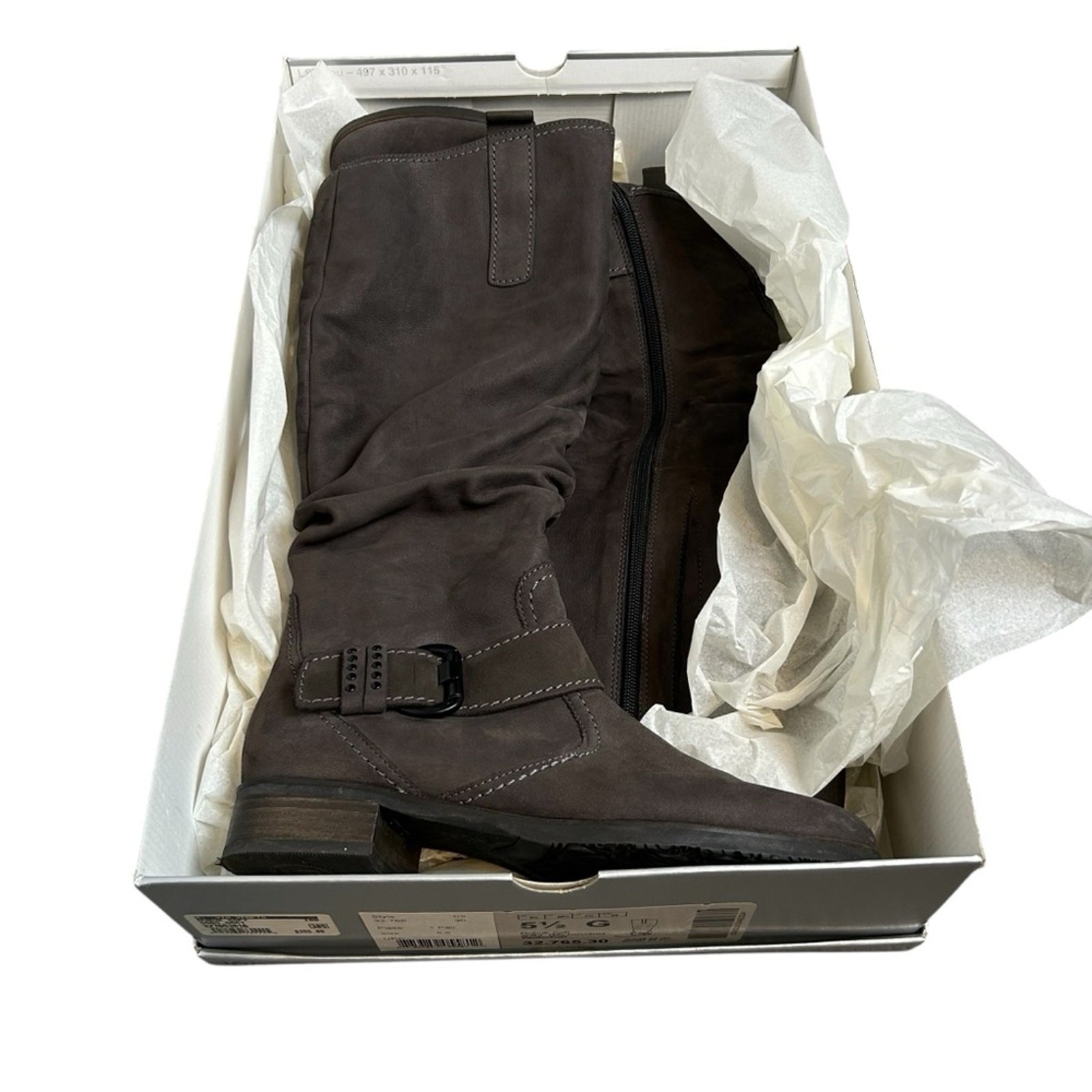 Gabor Nubuk Soft Tall Boots Grey (Brown) SZ 7.5 German Design Made in Portugal