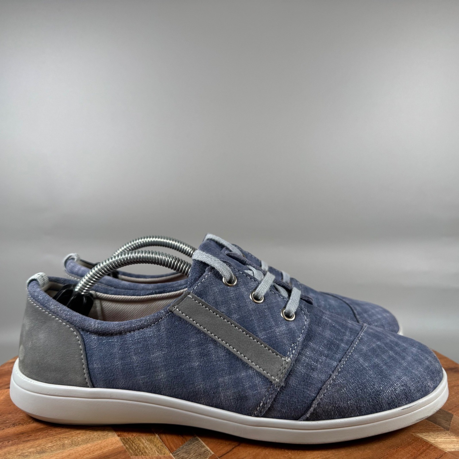SAS Siesta Blue Textile Leather Lace Up Walking Shoes Womens 8 N Made in USA