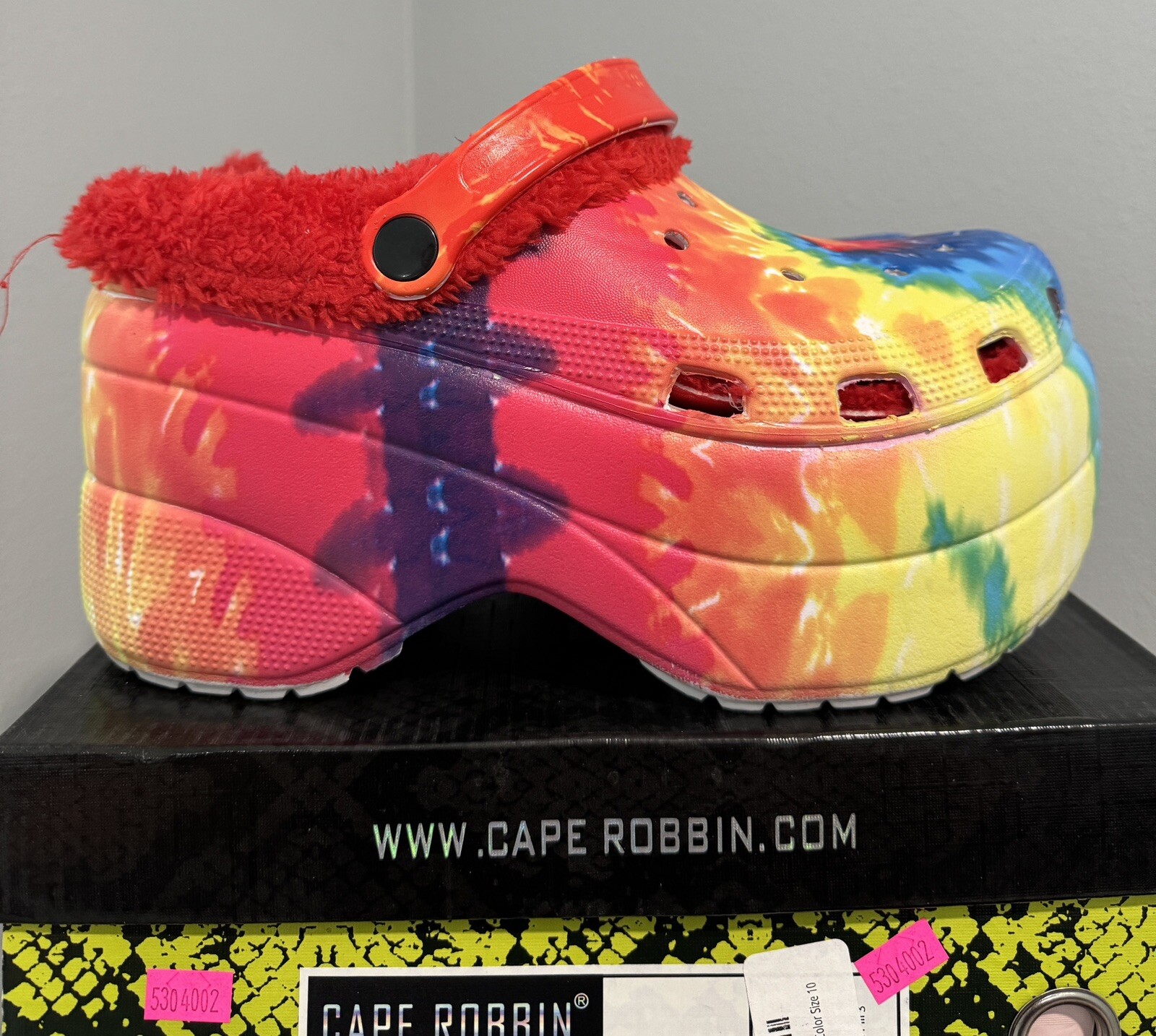 CAPE ROBBIN Chunky Platform Clogs Tie Dye Fur Lined Size 10 NEW BM7062