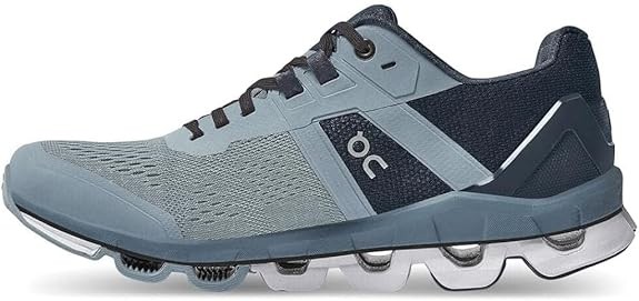 ON WOMENS CLOUDACE SYNTHETIC TEXTILE TRAINERS – SIZE: WOMEN 6.5 – WASH/NAVY