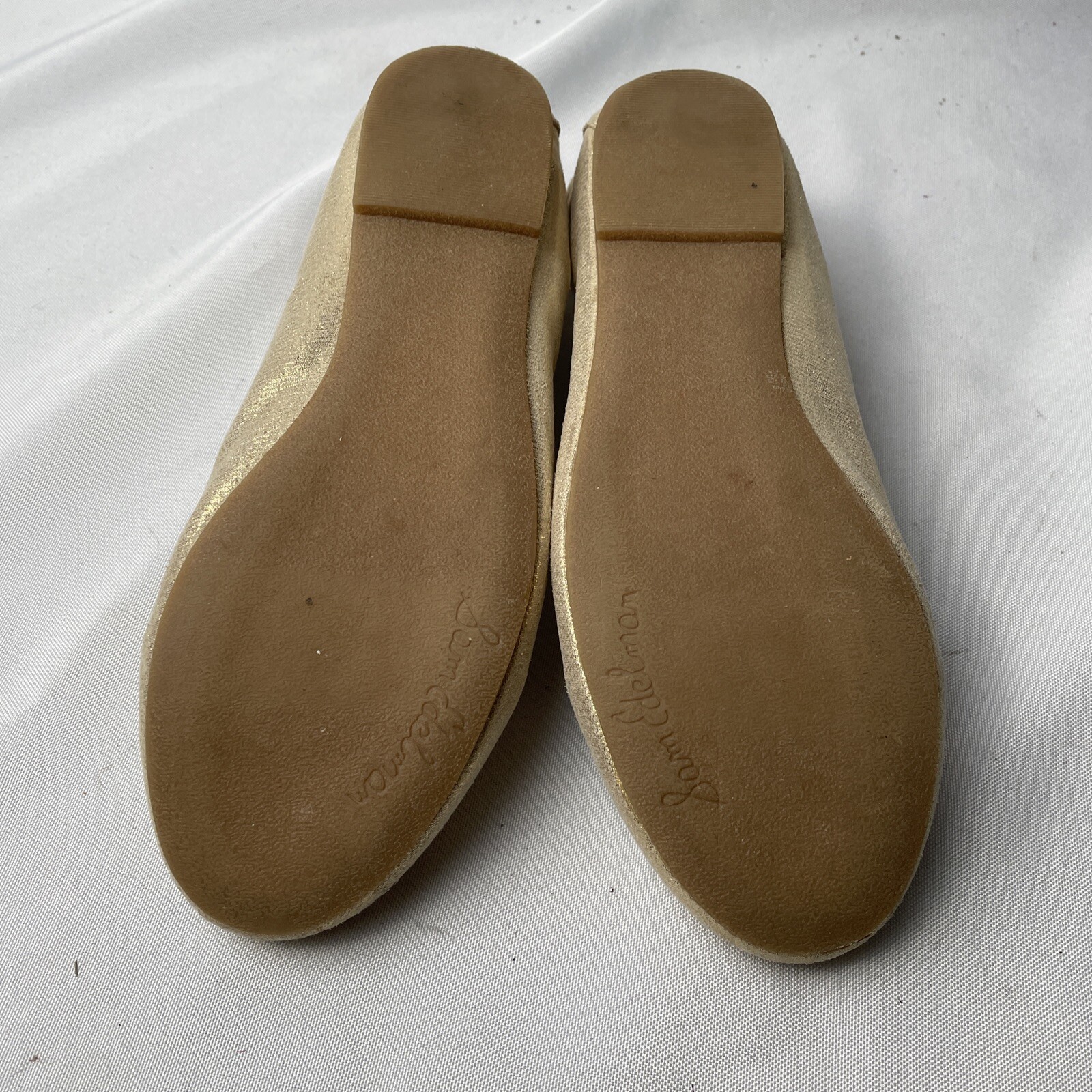 Sam Edelman Felicia Esmeralda Gold Ballet Flats Bow Womens Sz 4