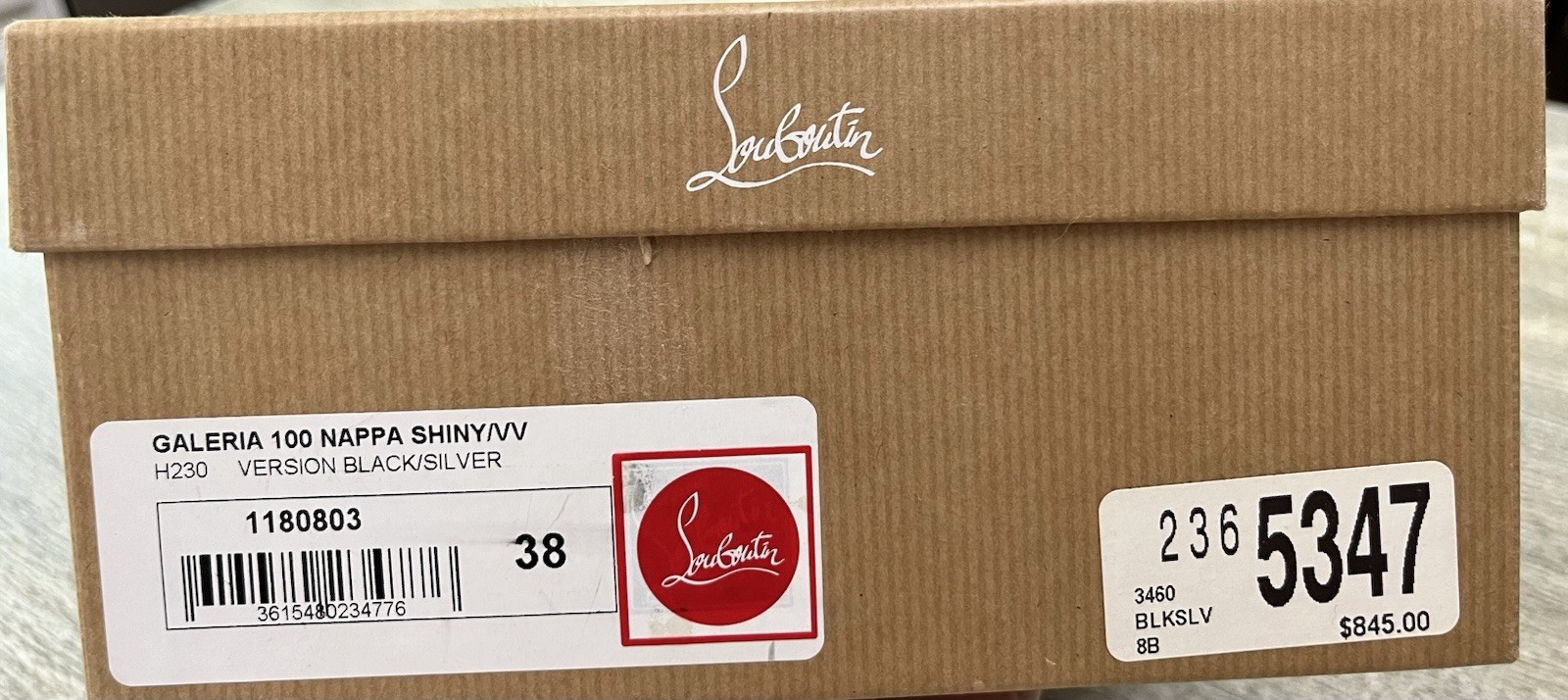 Christian Louboutin Galleria Napa Shiny Black/silver Heeled Sandal W Dome Detail