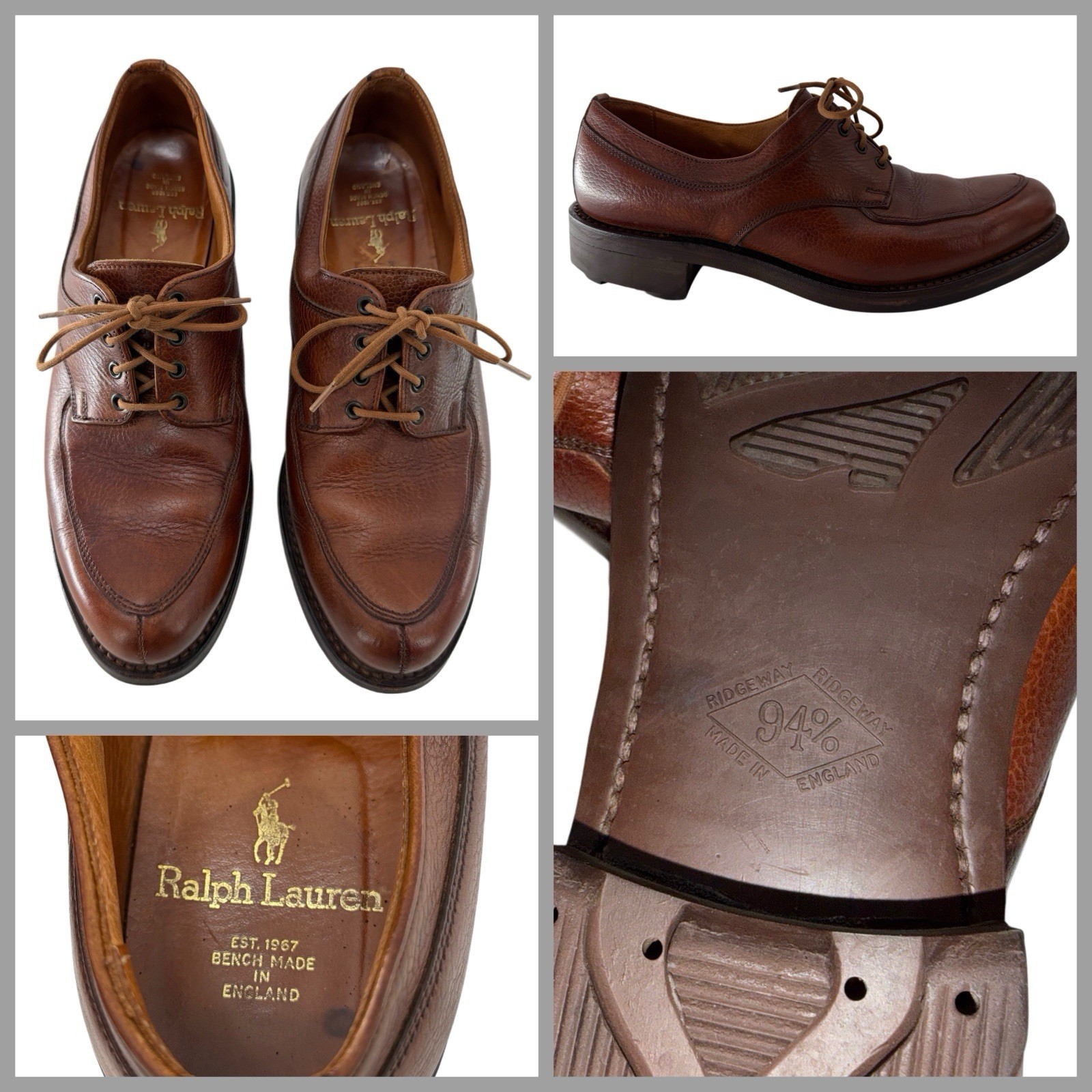 Ralph Lauren Crockett Jones Bench Oxford Shoes Women Sz 9.5 B Brown England YGI