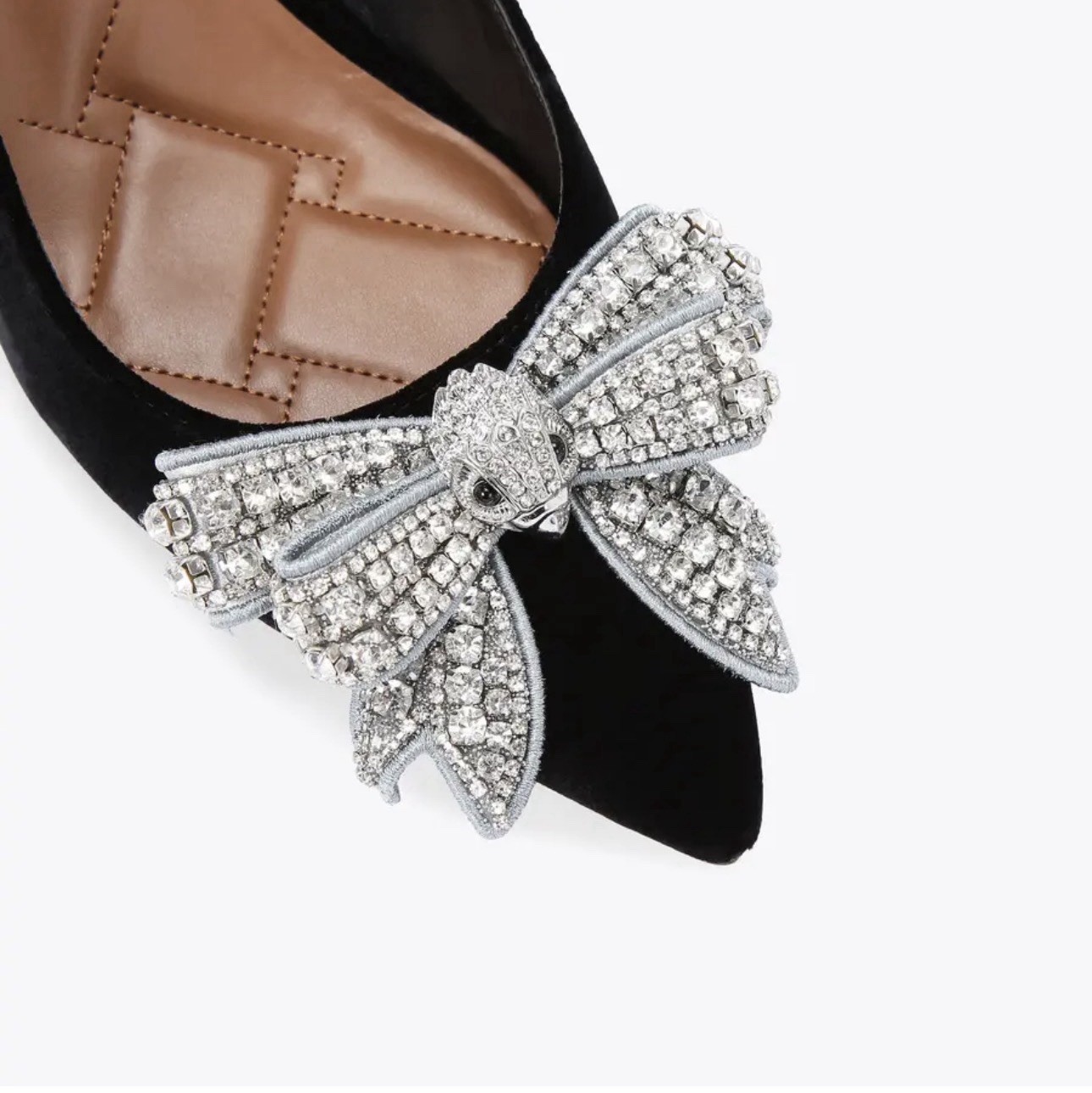 Kurt Geiger London Belgravia Velvet Rhinestone Bow Pumps Black & Silver. Sz 10