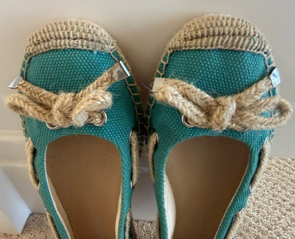 FRANCO SARTO Wells2 Women’s Turquoise Fabric Espadrilles Slip On Flats 6.5