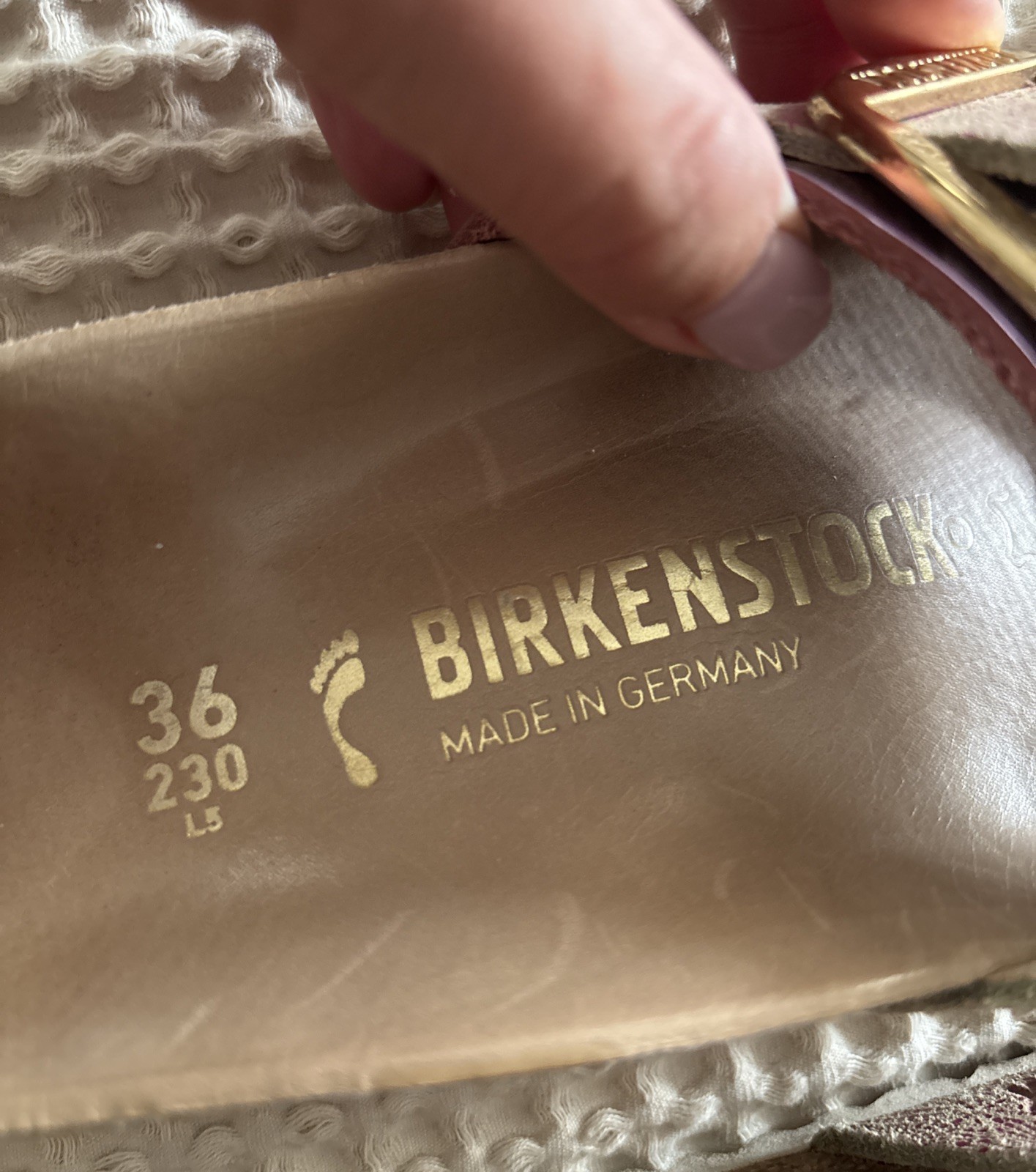 Birkenstock Madrid Gold Big Buckle Pink Lavender Leather Sandal Size 36 Germany