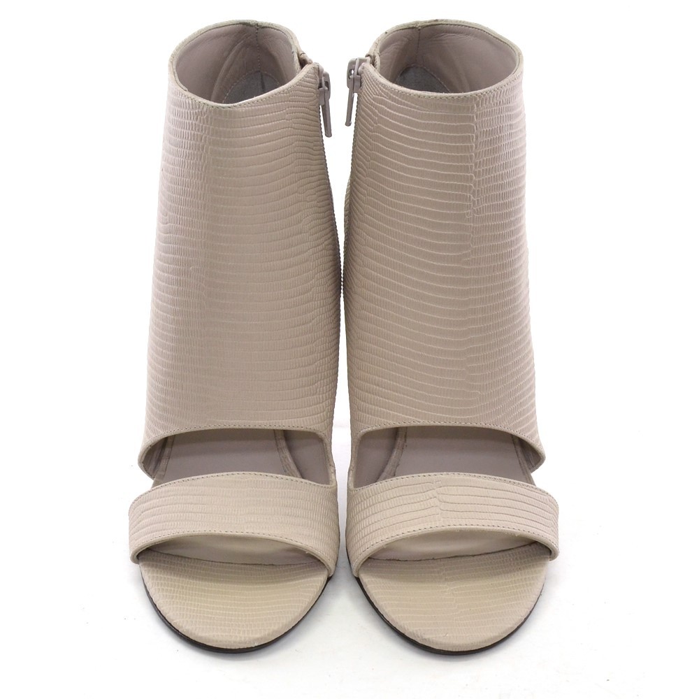 Vince Sansa Booties Ladies size 6 M Gray Snake Open Toe Heels Shoes New in Box