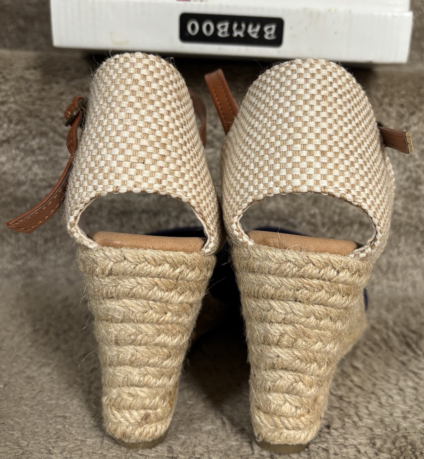 Women’s Wedge Royal Blue With Jute Covered Braided Heel With Buckle