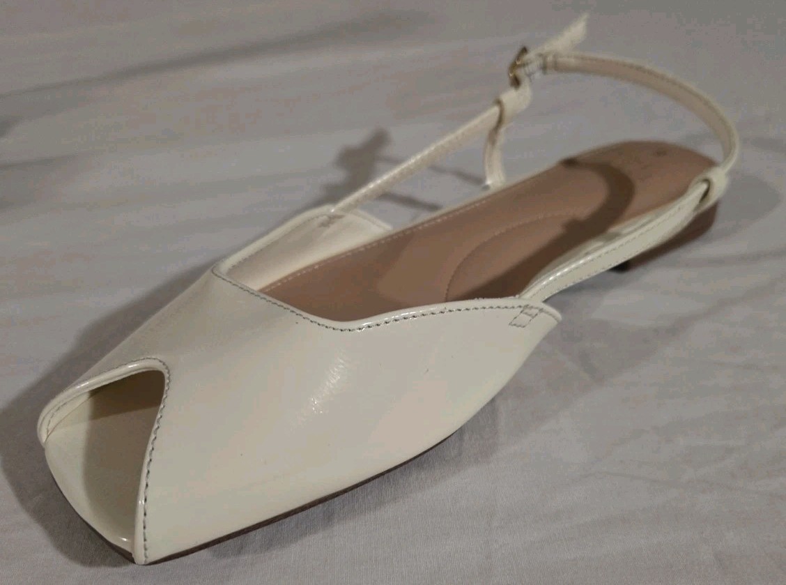 NWT Time and Tru Women’s Peep Toe Slingback Flats – Black / Bone / MultipleSizes